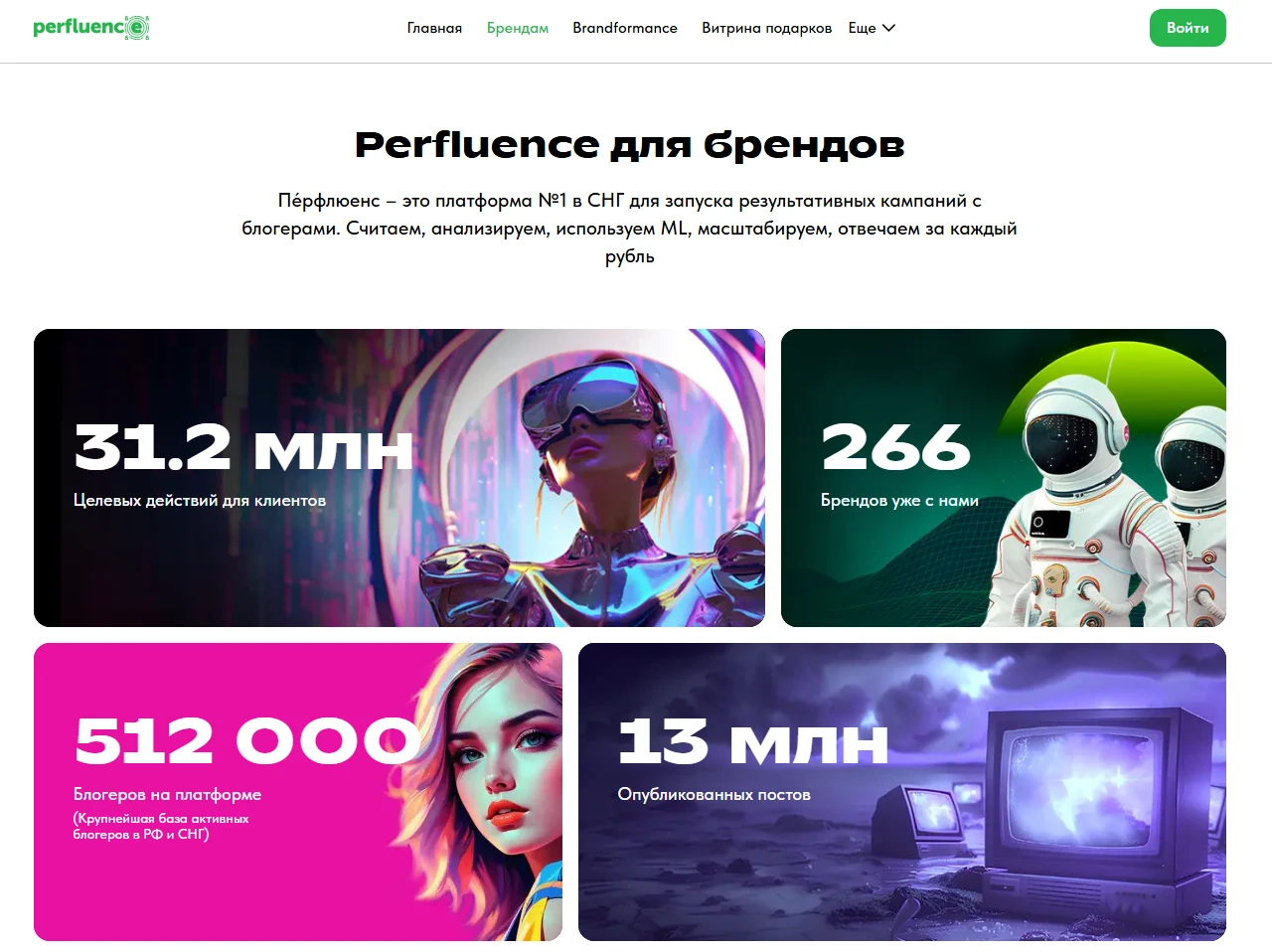 Платформа Perfluence для запуска результативных рекламных кампаний с блогерами.