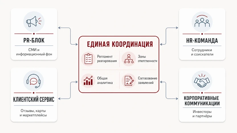 Отделы компании: схема взаимодействия.